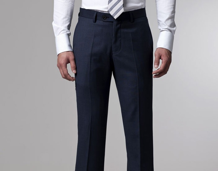 西服定制 定做西服  男士藏蓝色两粒扣棉毛混纺西服   西裤前身