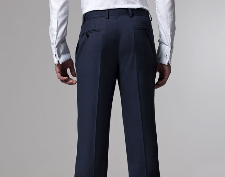 西服定制 定做西服  男士藏蓝色两粒扣棉毛混纺西服   西裤后身