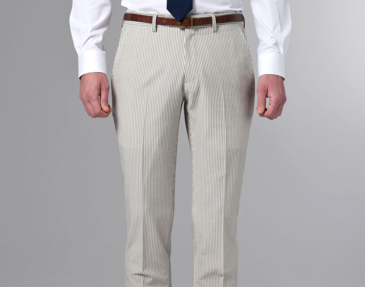 西服定制 定做西服  男士灰白色绉条纹西服   西裤