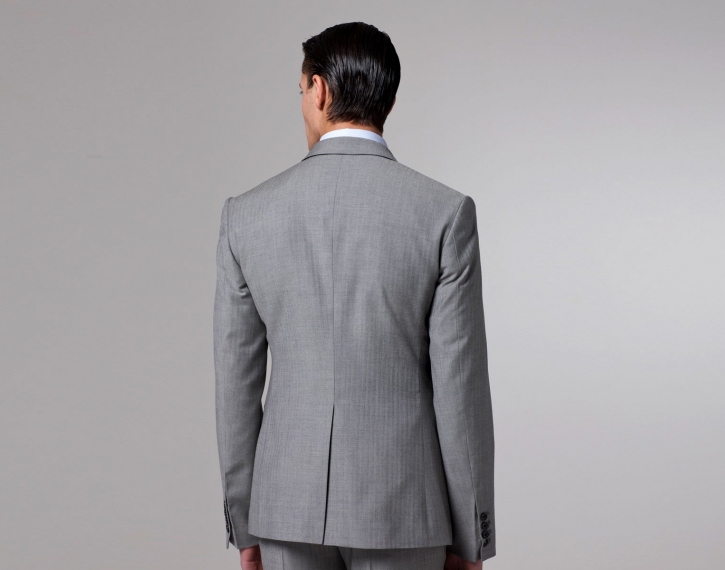 西服定制 定做西服  男士灰色人字纹西服   单开衩