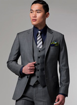 西服定制 定做西服 男士灰色两粒扣三件套
